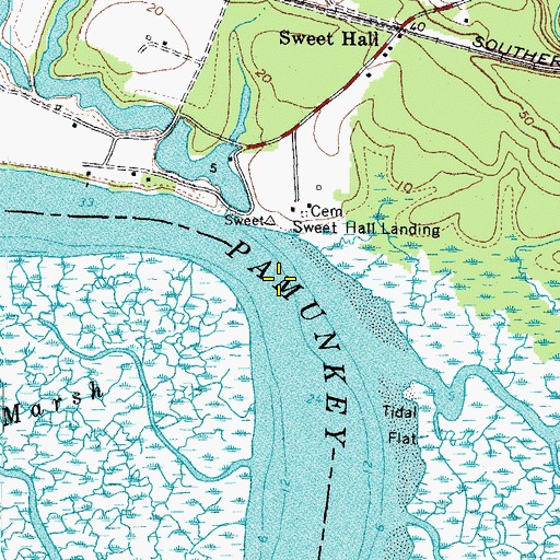 Topographic Map of Ruffins Ferry (historical), VA