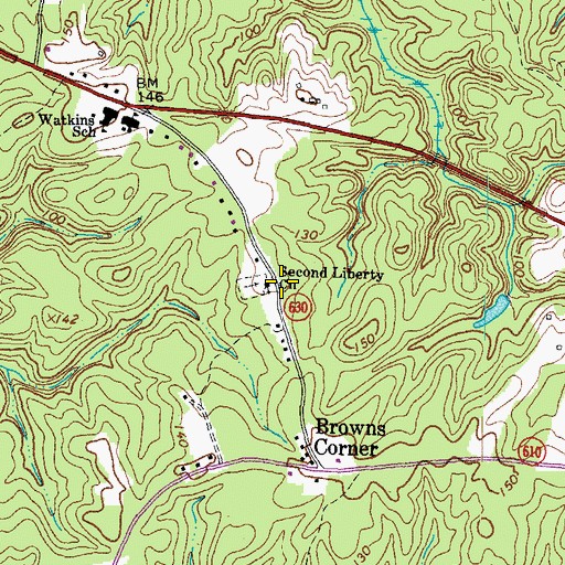 Topographic Map of Second Liberty School (historical), VA