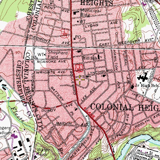 Topographic Map of Pickwick Shopping Center, VA