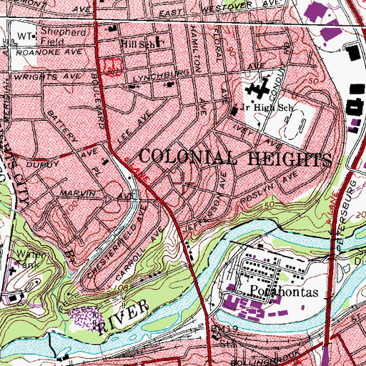 Topographic Map of Violet Bank Museum, VA