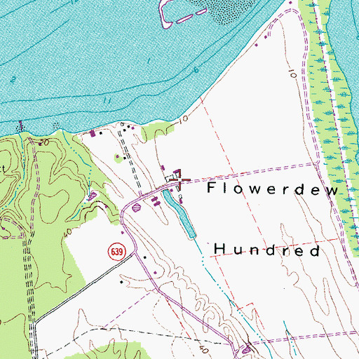 Topographic Map of Flowerdew Hundred Plantation, VA