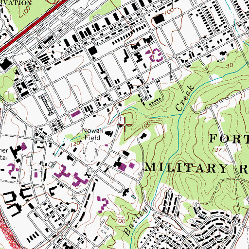 Topographic Map of Fort Lee Post General Library, VA