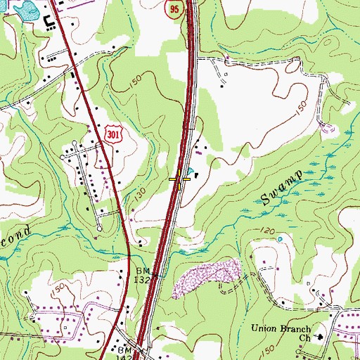 Topographic Map of Interchange 1, VA