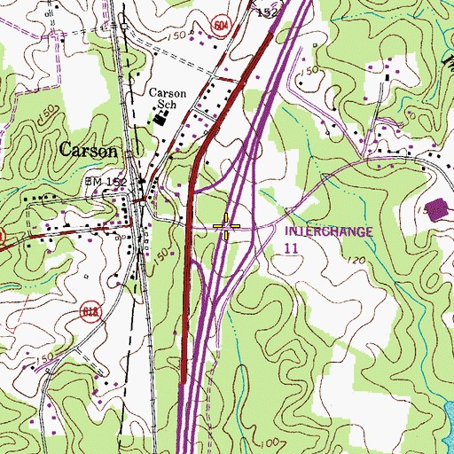 Topographic Map of Interchange 37, VA