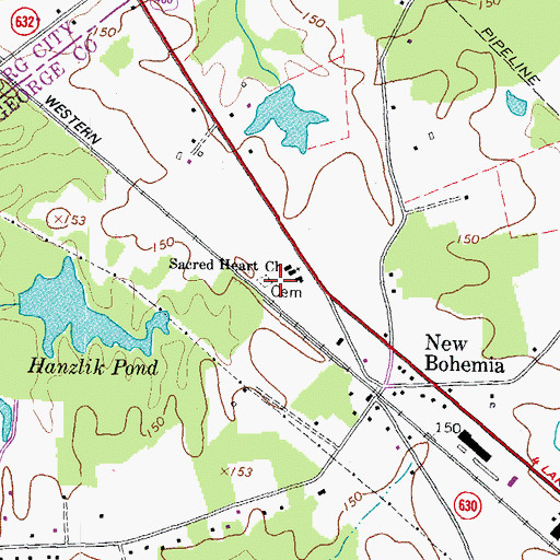 Topographic Map of Sacred Heart Cemetery, VA