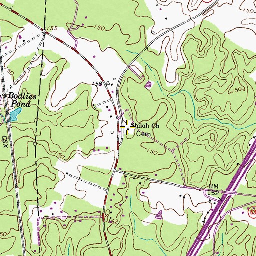 Topographic Map of Shiloh Cemetery, VA