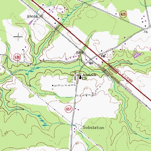 Topographic Map of Antioch Cemetery, VA