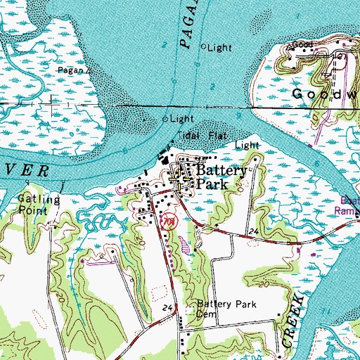 Topographic Map of Battery Park Baptist Church, VA