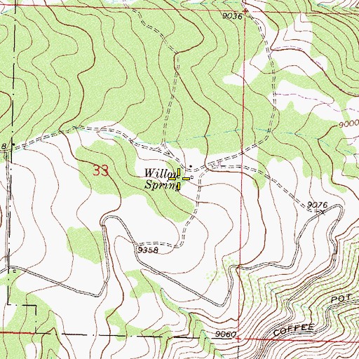 Topographic Map of Willow Spring, CO