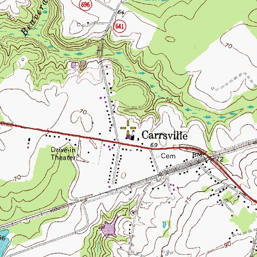 Topographic Map of Carrsville Elementary School, VA