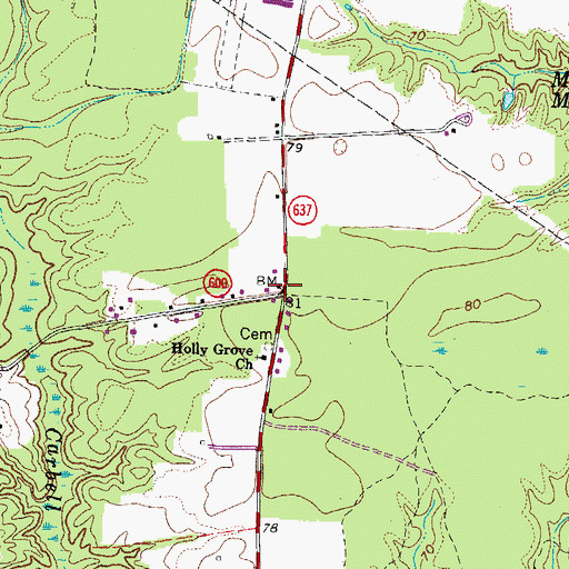 Topographic Map of Holly Grove School (historical), VA