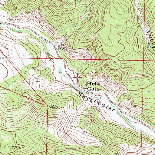 Topographic Map of Hells Gate, CO