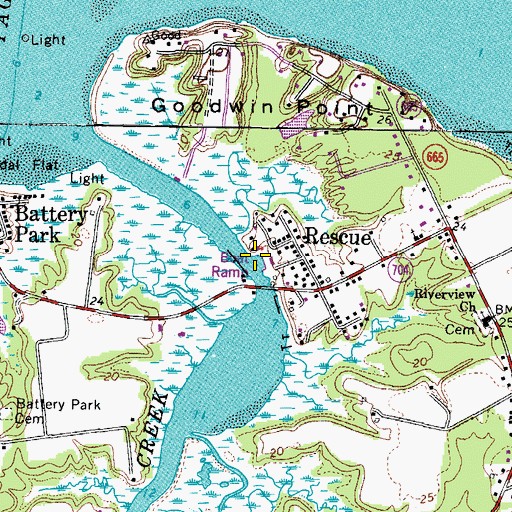 Topographic Map of Rescue Yacht Basin, VA