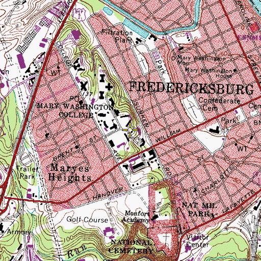 Topographic Map of Brent Hall, VA