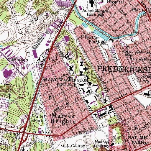 Topographic Map of Chandler Building, VA