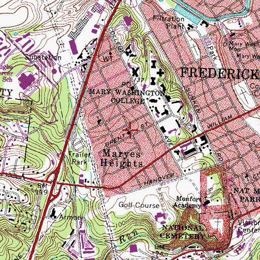 Topographic Map of Christ Lutheran Church, VA
