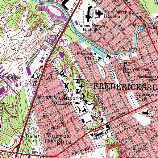 Topographic Map of Francis Willard Hall, VA