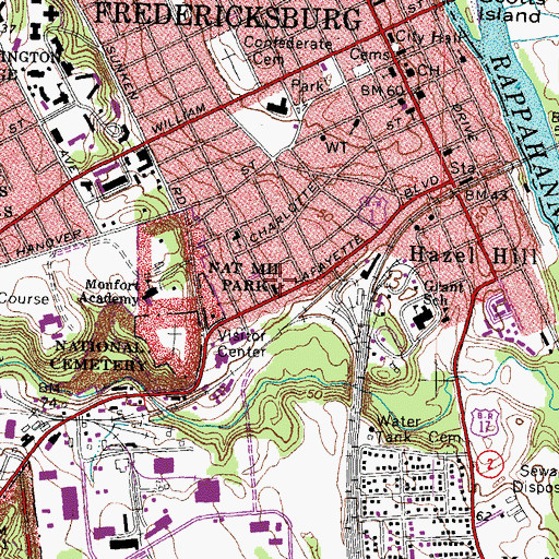 Topographic Map of Fredericksburg Church of God, VA