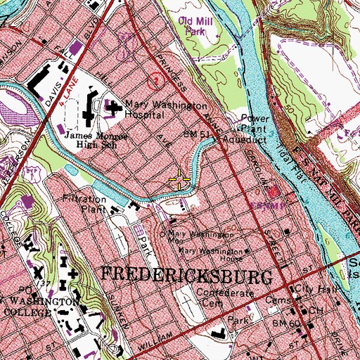 Topographic Map of Fredericksburg Community Center, VA