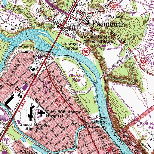 Topographic Map of Old Mill Park, VA