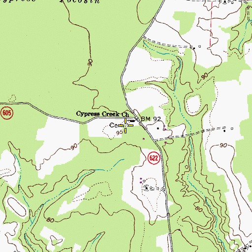 Topographic Map of Cypress Cemetery, VA