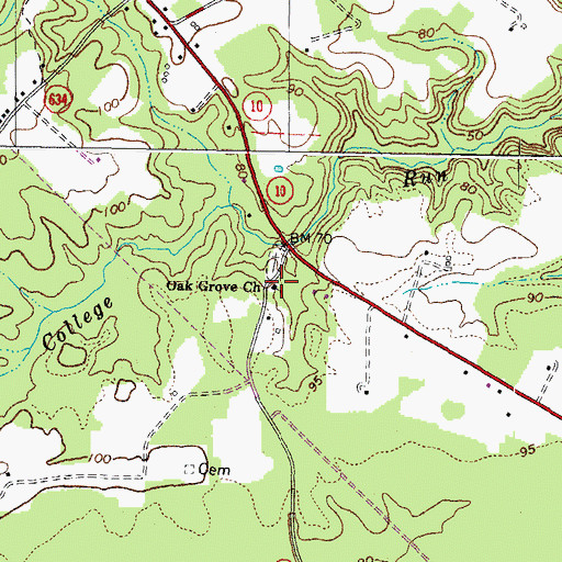 Topographic Map of Oak Grove School (historical), VA