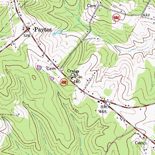 Topographic Map of Craigs Church Baptist Church Cemetery, VA
