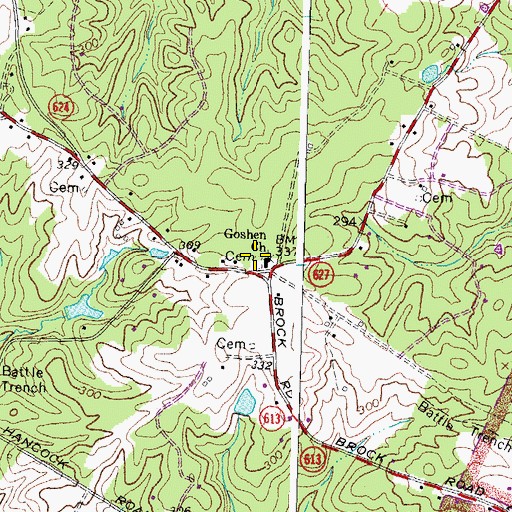 Topographic Map of Goshen Baptist Cemetery, VA