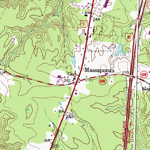 Topographic Map of Massaponax Baptist Church Cemetery, VA