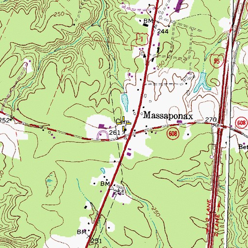 Topographic Map of Massaponax Baptist Church Cemetery, VA