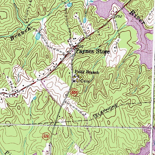 Topographic Map of Piney Branch Baptist Cemetery, VA