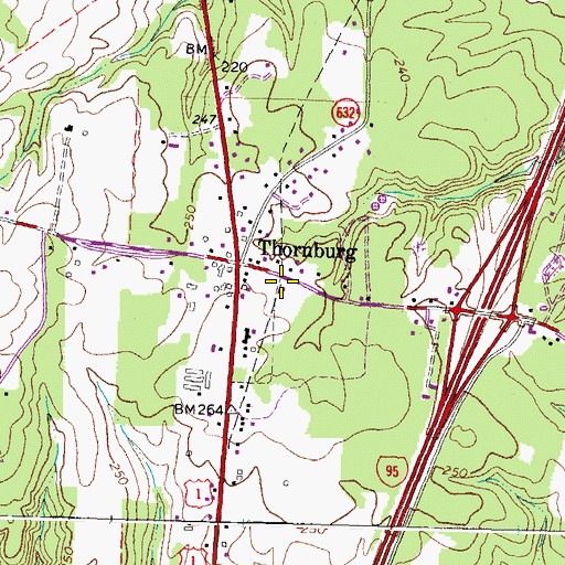 Topographic Map of Thornburg Post Office, VA