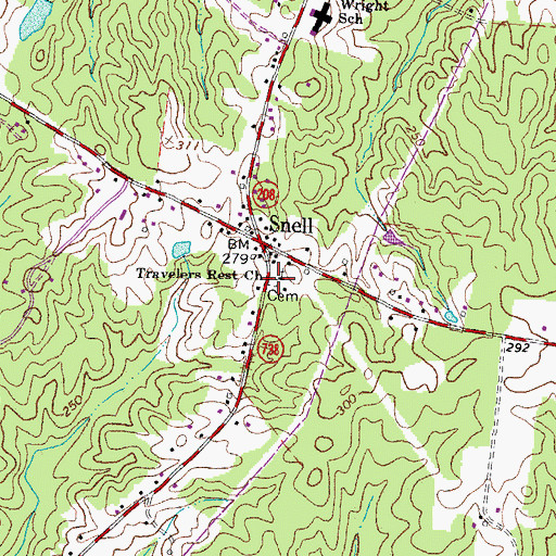 Topographic Map of Travelers Rest Baptist Church Cemetery, VA