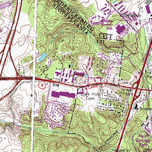 Topographic Map of Westwood Shopping Center, VA
