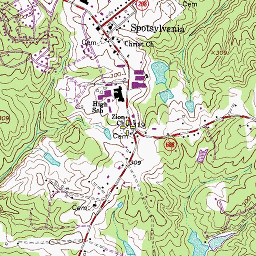 Topographic Map of Zion Methodist Church Cemetery, VA