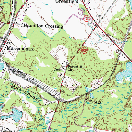 Topographic Map of Forest Hill Cemetery, VA