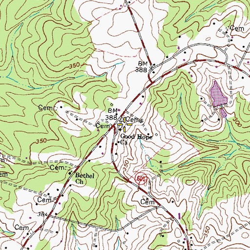 Topographic Map of Good Hope Baptist Church Cemetery, VA