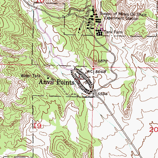 Topographic Map of Anvil Points, CO