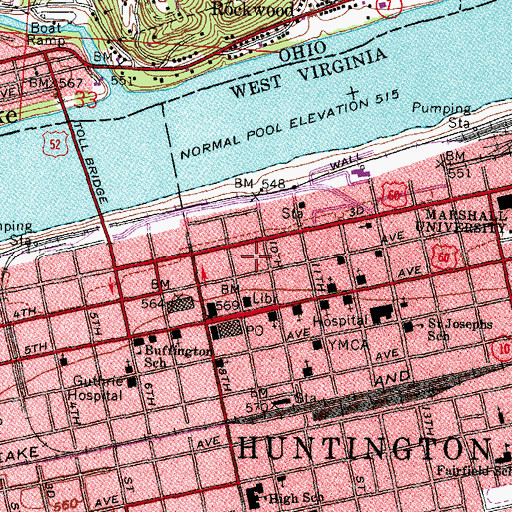 Topographic Map of Albert Mills (historical), WV