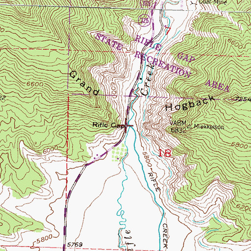 Topographic Map of Rifle Gap, CO