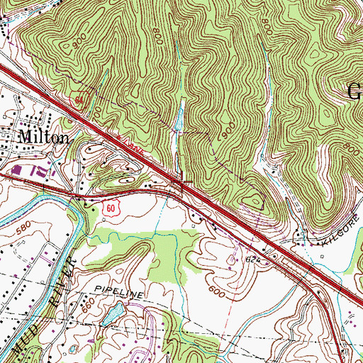 Topographic Map of Interchange 28, WV