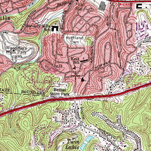 Topographic Map of Reid, WV