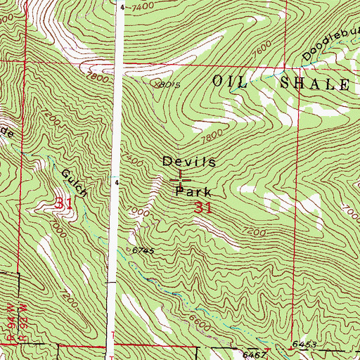 Topographic Map of Devils Park, CO