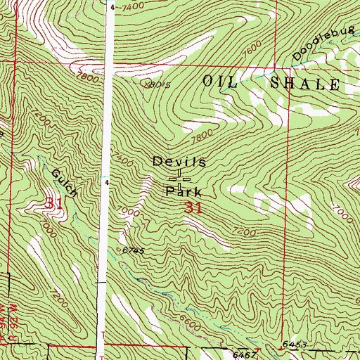 Topographic Map of Devils Park, CO