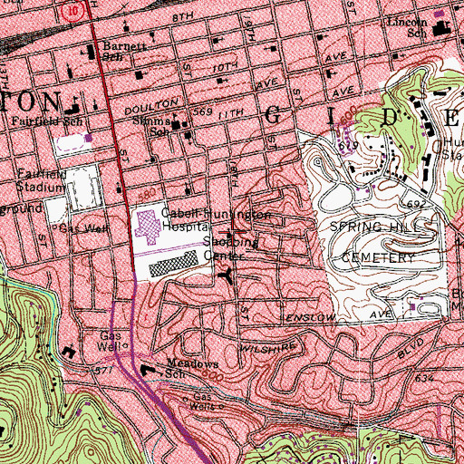 Topographic Map of Eighteenth Street United Baptist Church, WV