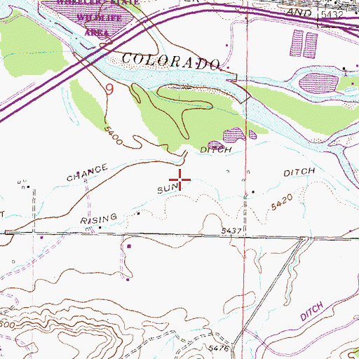 Topographic Map of Rising Sun Ditch, CO