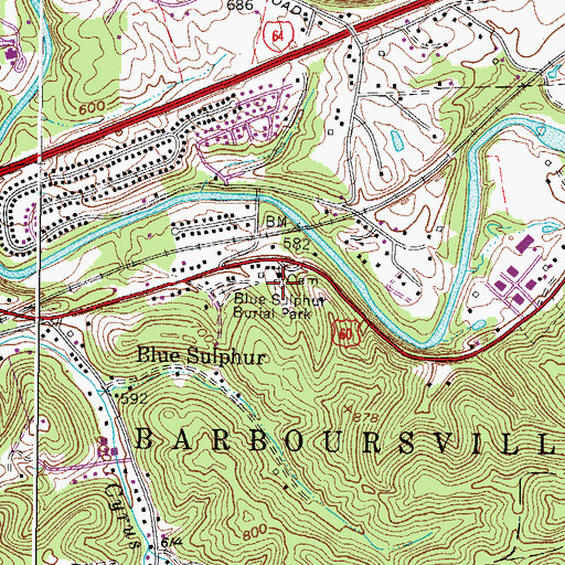 Topographic Map of Mud River Cemetery, WV