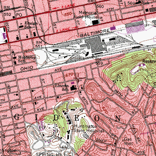 Topographic Map of Ninth Avenue United Methodist Church, WV