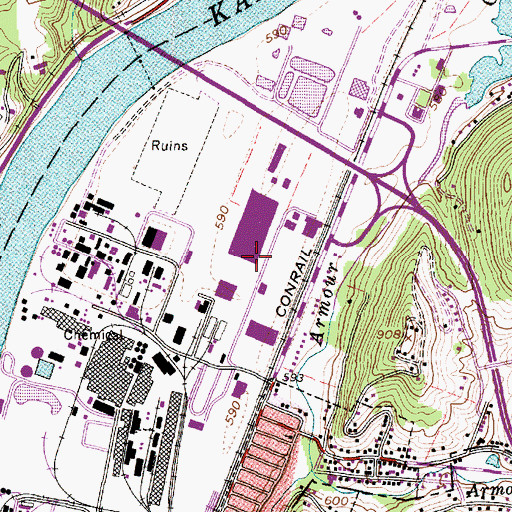 Topographic Map of Hub Industrial Park, WV
