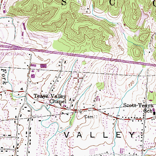 Topographic Map of Oakwood Estates, WV